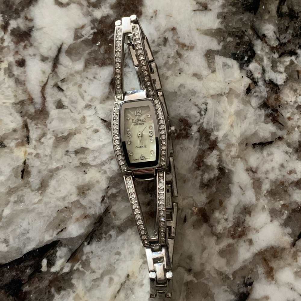 Figaro Couture Stainless Steel Rhinestone Watch